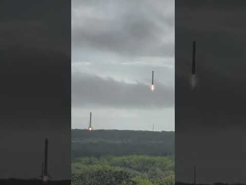 Space x double booster landing #sonicboom#spacex#launch