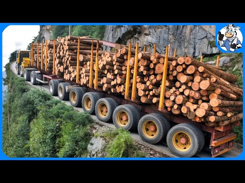 Extreme Dangerous Big Logging Wood Truck Driving Skill - Heavy Equipment Fails - PART 22