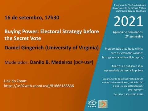 “Buying Power: Electoral Strategy before the Secret Vote&quot;, 16/09 - 17h30